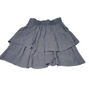 Garnet‎ Hill Chambray Tiered Skirt  Ruffles Pull On 100% Cotton Women's Size 2